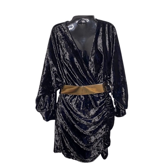 Zara velvet dress with gold belt size M - Picture 5 of 6